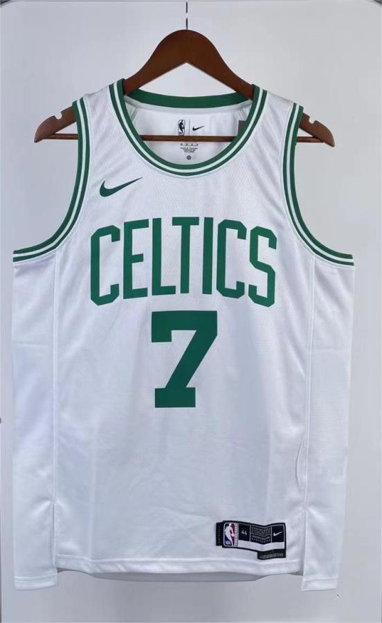 NBA Men Season 2023 Boston Celtics White #7 BROWN Jersey High Quality Name and Number Print
