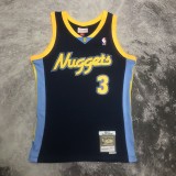 NBA Men Season 06-07 Denver Nuggets Dark Blue #3 IVERSON Jersey High Quality Name and Number Print