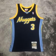 NBA Men Season 06-07 Denver Nuggets Dark Blue #3 IVERSON Jersey High Quality Name and Number Print