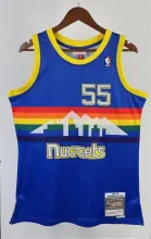 NBA Men Season 91-92 Denver Nuggets Blue #55 MUTOMBO Jersey High Quality Name and Number Print