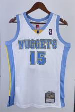 NBA Men Season 06-07 Denver Nuggets White #15 ANTHONY Jersey High Quality Name and Number Print