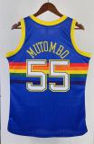 NBA Men Season 91-92 Denver Nuggets Blue #55 MUTOMBO Jersey High Quality Name and Number Print