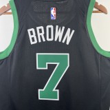 NBA Men Season 2023 Boston Celtics Black with Jordan Logo #7 BROWN Jersey High Quality Name and Number Print