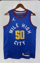 NBA Men Season 2021 Denver Nuggets Blue with Jordan Logo #50 GORDON Jersey High Quality Name and Number Print