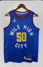 NBA Men Season 2021 Denver Nuggets Blue with Jordan Logo #50 GORDON Jersey High Quality Name and Number Print