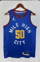 NBA Men Season 2021 Denver Nuggets Blue with Jordan Logo #50 GORDON Jersey High Quality Name and Number Print