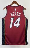 NBA Men Season 2023 Miami Heat Red #14 HERRO Jersey High Quality Name and Number Print
