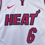 NBA Men Season 2023 Miami Heat White #6 JAMES Jersey High Quality Name and Number Print