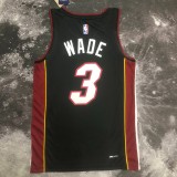 NBA Men Season 2023 Miami Heat Black #3 WADE Jersey High Quality Name and Number Print