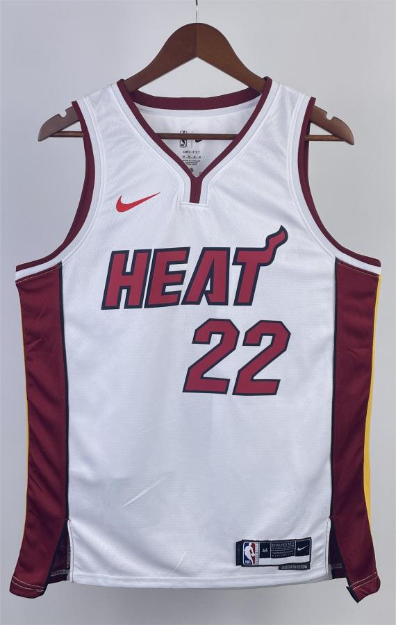 NBA Men Season 2023 Miami Heat White #22 BUTLER Jersey High Quality Name and Number Print