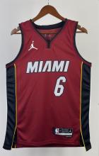 NBA Men Season 2023 Miami Heat Red #6 JAMES Jersey High Quality Name and Number Print