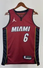 NBA Men Season 2023 Miami Heat Red #6 JAMES Jersey High Quality Name and Number Print