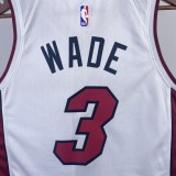 NBA Men Season 2023 Miami Heat White #3 WADE Jersey High Quality Name and Number Print