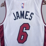 NBA Men Season 2023 Miami Heat White #6 JAMES Jersey High Quality Name and Number Print