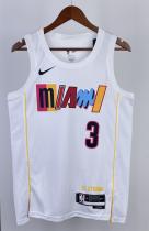 NBA Men Season 2023 Miami Heat White #3 WADE Jersey High Quality Name and Number Print