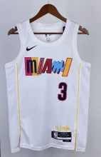 NBA Men Season 2023 Miami Heat White #3 WADE Jersey High Quality Name and Number Print