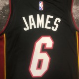 NBA Men Season 2023 Miami Heat Black #6 JAMES Jersey High Quality Name and Number Print