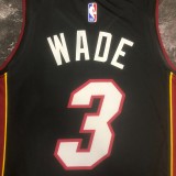 NBA Men Season 2023 Miami Heat Black #3 WADE Jersey High Quality Name and Number Print