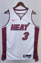 NBA Men Season 2023 Miami Heat White #3 WADE Jersey High Quality Name and Number Print