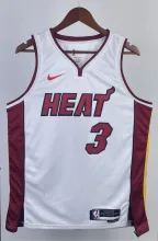 NBA Men Season 2023 Miami Heat White #3 WADE Jersey High Quality Name and Number Print