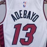 NBA Men Season 2023 Miami Heat White #13 ADEBAYO Jersey High Quality Name and Number Print