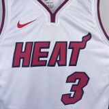 NBA Men Season 2023 Miami Heat White #3 WADE Jersey High Quality Name and Number Print