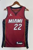 NBA Men Season 2023 Miami Heat Red #22 BUTLER Jersey High Quality Name and Number Print