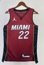 NBA Men Season 2023 Miami Heat Red #22 BUTLER Jersey High Quality Name and Number Print