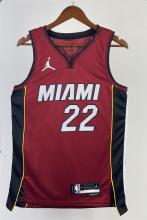 NBA Men Season 2023 Miami Heat Red #22 BUTLER Jersey High Quality Name and Number Print