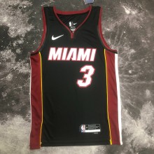 NBA Men Season 2023 Miami Heat Black #3 WADE Jersey High Quality Name and Number Print