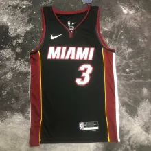 NBA Men Season 2023 Miami Heat Black #3 WADE Jersey High Quality Name and Number Print