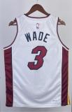 NBA Men Season 2023 Miami Heat White #3 WADE Jersey High Quality Name and Number Print