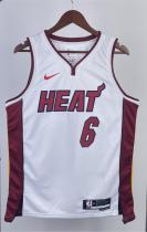 NBA Men Season 2023 Miami Heat White #6 JAMES Jersey High Quality Name and Number Print