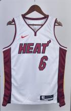 NBA Men Season 2023 Miami Heat White #6 JAMES Jersey High Quality Name and Number Print