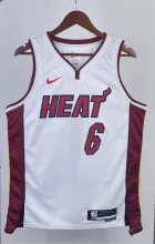 NBA Men Season 2023 Miami Heat White #6 JAMES Jersey High Quality Name and Number Print