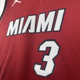 NBA Men Season 2023 Miami Heat Red #3 WADE Jersey High Quality Name and Number Print