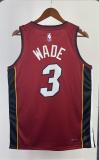 NBA Men Season 2023 Miami Heat Red #3 WADE Jersey High Quality Name and Number Print