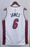 NBA Men Season 2023 Miami Heat White #6 JAMES Jersey High Quality Name and Number Print