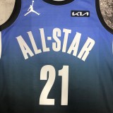 NBA Men All Stars 2023 Philadelphia 76ers Blue #21 EMBIID Jersey High Quality Name and Number Print