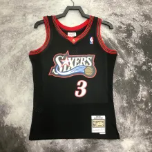 NBA Men 97-98 Philadelphia 76ers Black #3 IVERSON Classics Swingman Jersey