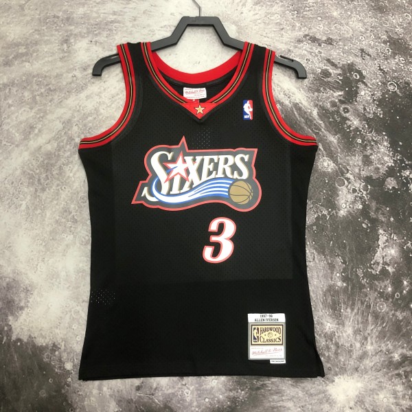 NBA Men 97-98 Philadelphia 76ers Black #3 IVERSON Classics Swingman Jersey