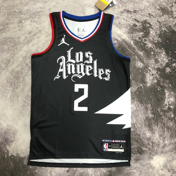 NBA Men 2023 Los Angeles Clippers Black with Jordan Logo #2 LEONARD Jersey High Quality Name and Number Print