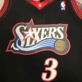 NBA Men 97-98 Philadelphia 76ers Black #3 IVERSON Classics Swingman Jersey