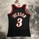 NBA Men 97-98 Philadelphia 76ers Black #3 IVERSON Classics Swingman Jersey