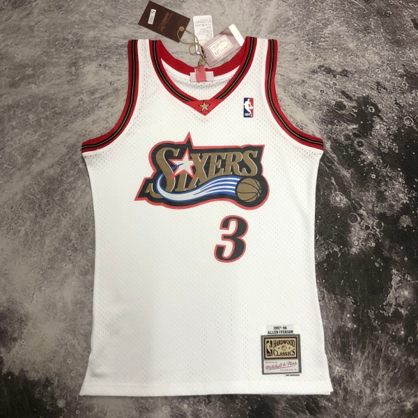NBA Men 97-98 Philadelphia 76ers White #3 IVERSON Classics Swingman Jersey