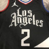 NBA Men 2023 Los Angeles Clippers Black with Jordan Logo #2 LEONARD Jersey High Quality Name and Number Print
