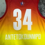NBA Men All Stars 2023 Milwaukee Bucks Yellow #34 ANTETOKOUNMPO Jersey High Quality Name and Number Print