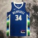 NBA Men 2023 Milwaukee Bucks Blue #34 ANTETOKOUNMPO Jersey High Quality Name and Number Print