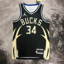 NBA Men 2023 Milwaukee Bucks Black with Jordan Logo #34 ANTETOKOUNMPO Jersey High Quality Name and Number Print