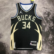 NBA Men 2023 Milwaukee Bucks Black with Jordan Logo #34 ANTETOKOUNMPO Jersey High Quality Name and Number Print
